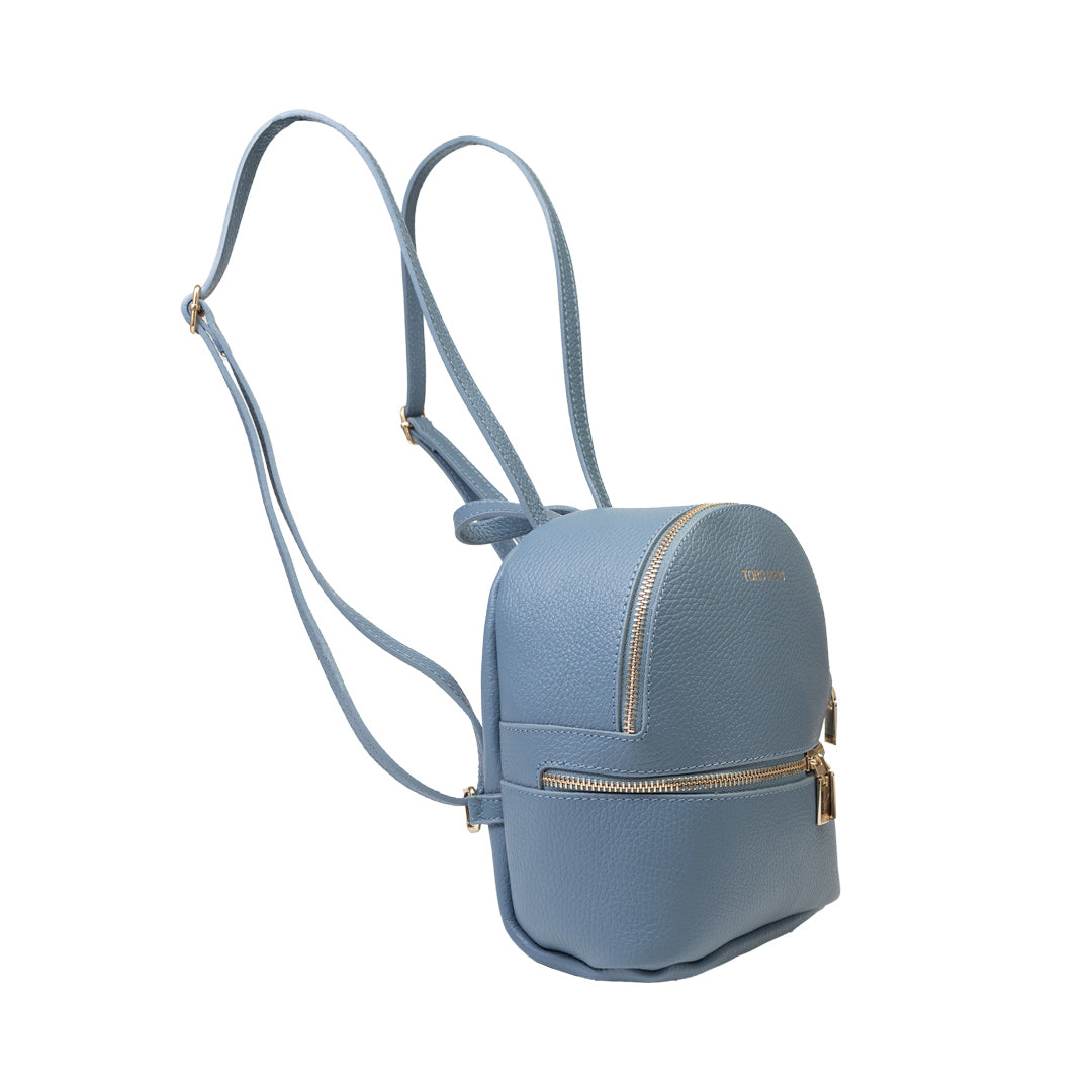 Damenrucksack aus echtem Leder in Blau Teen Spirit