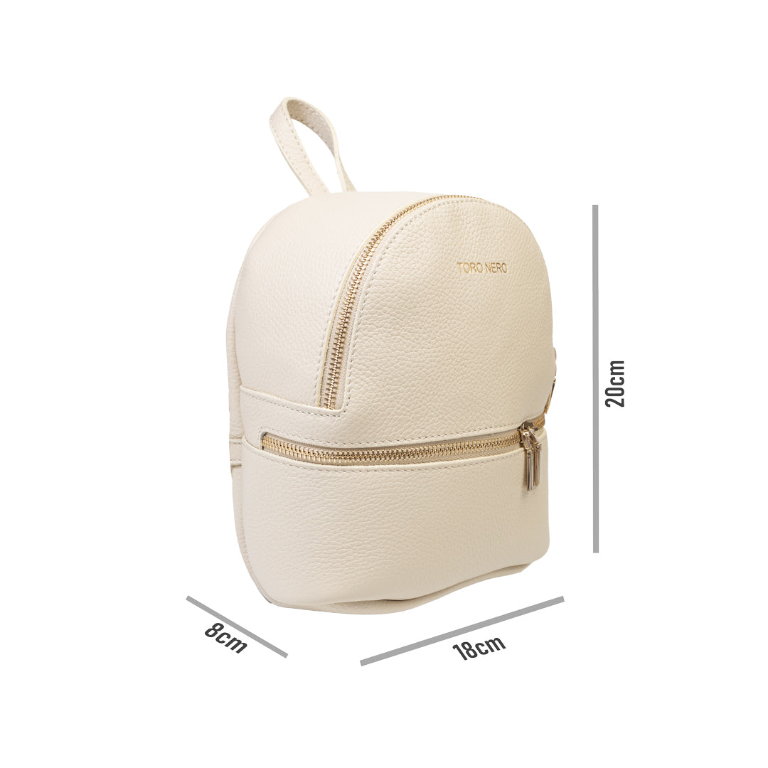 Damenrucksack aus beigem Echtleder Teen Spirit