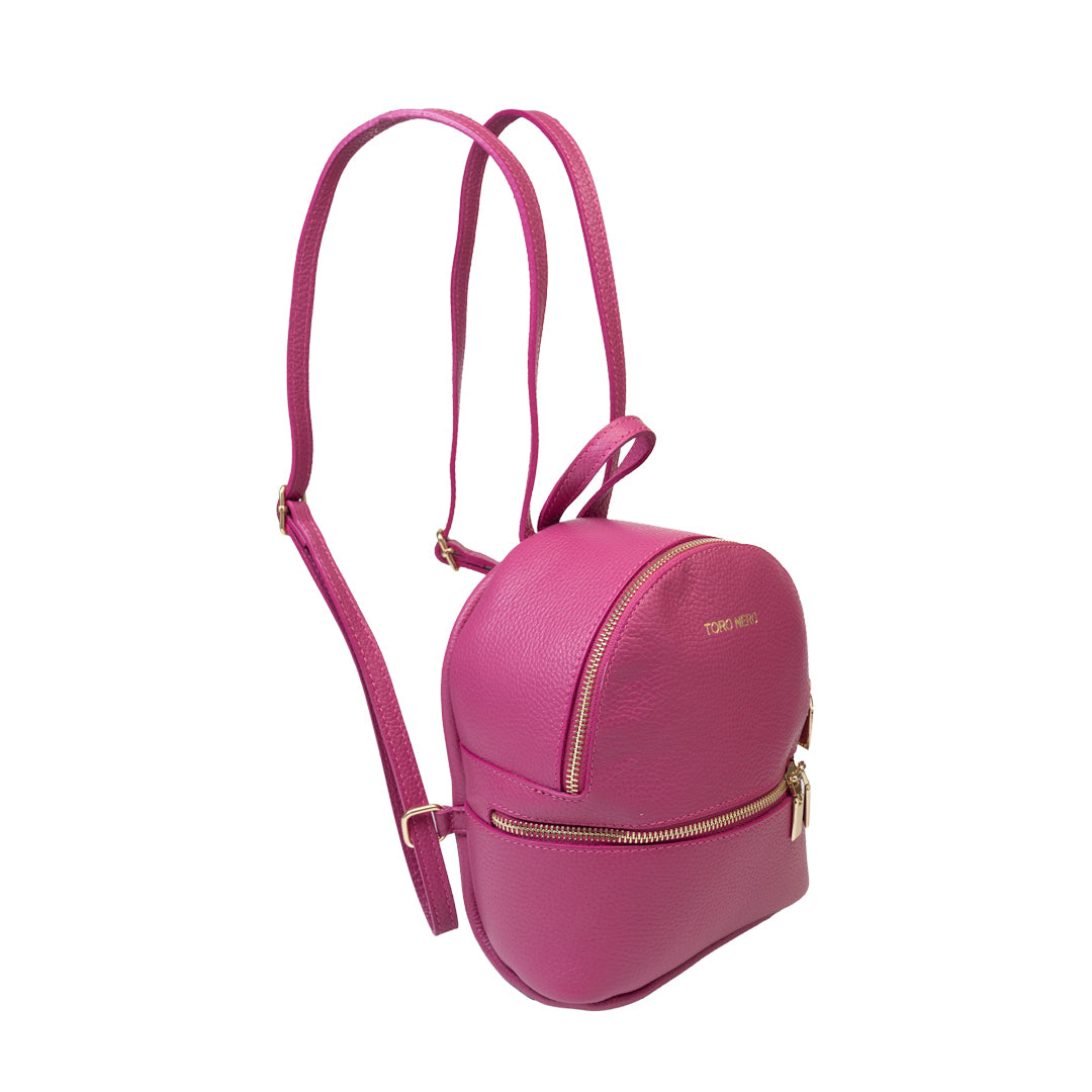 Fuchsiafarbener Teen Spirit Damenrucksack aus echtem Leder