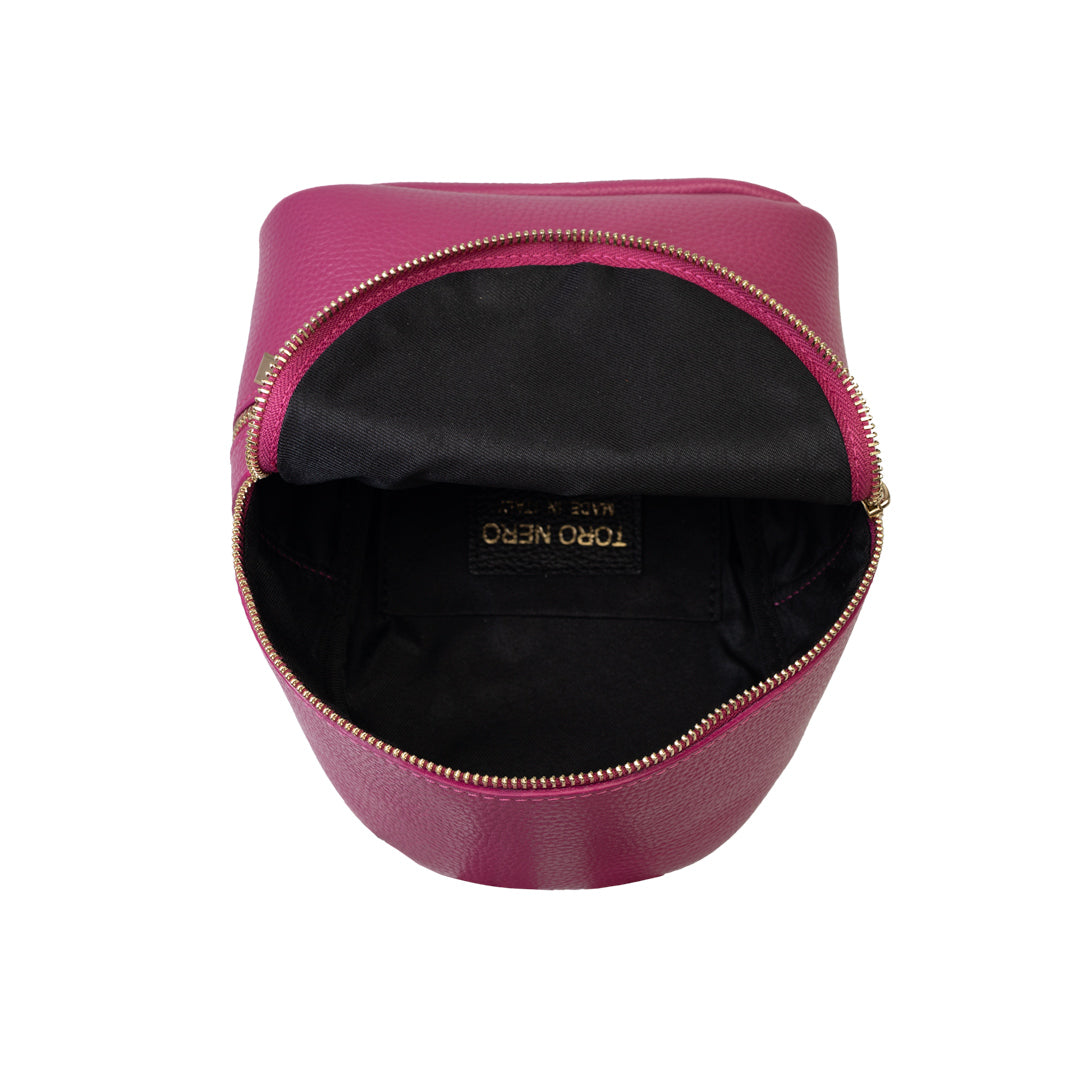 Fuchsiafarbener Teen Spirit Damenrucksack aus echtem Leder