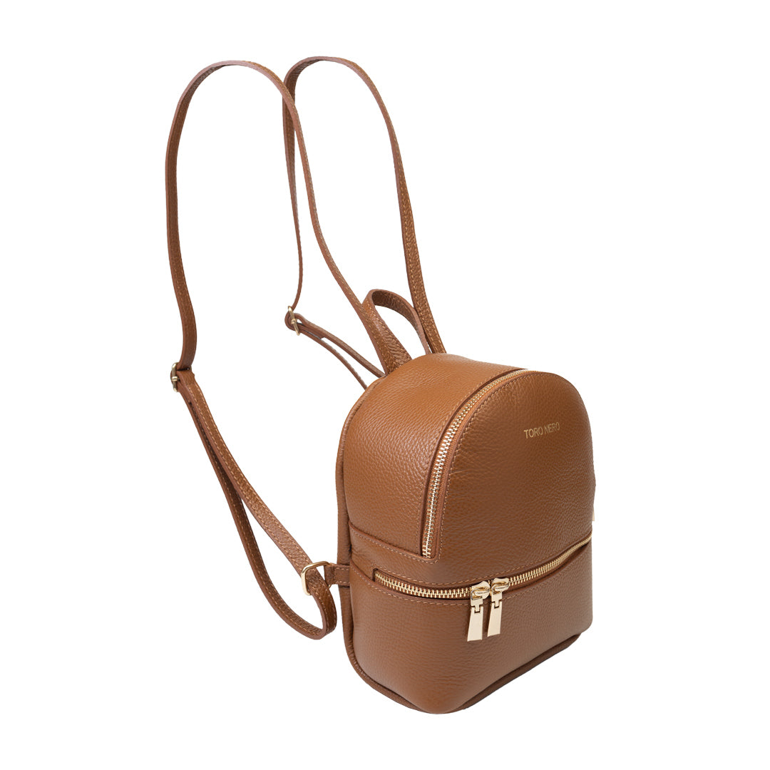 Damenrucksack aus braunem Echtleder Teen Spirit