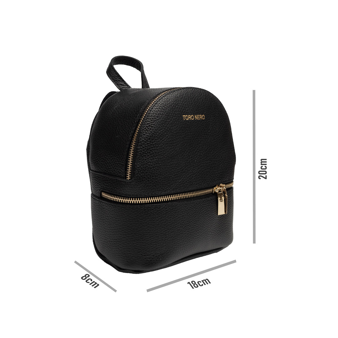 Damenrucksack aus echtem Leder, schwarz, Teen Spirit