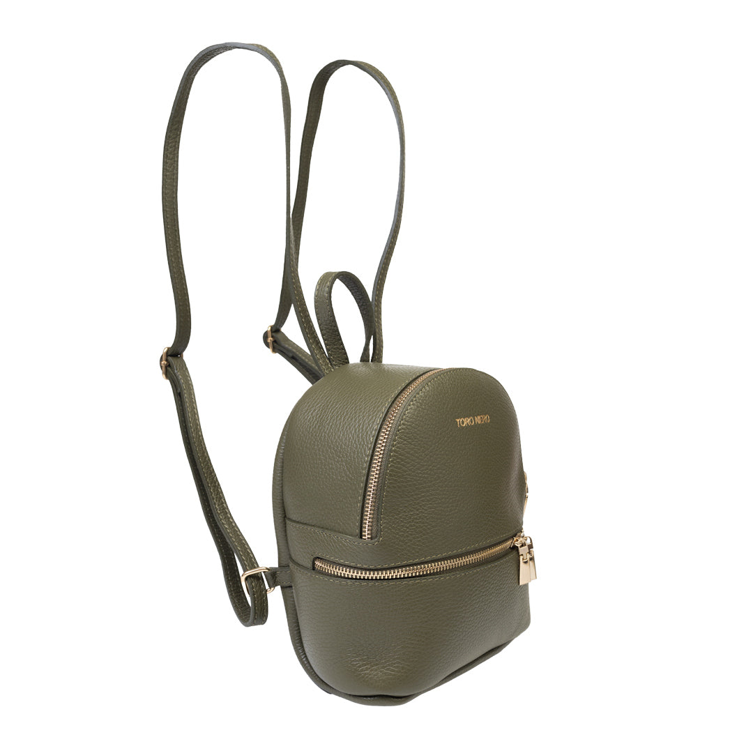 Damenrucksack aus echtem Leder in Armeegrün Teen Spirit