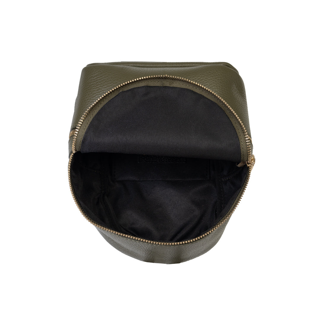 Damenrucksack aus echtem Leder in Armeegrün Teen Spirit