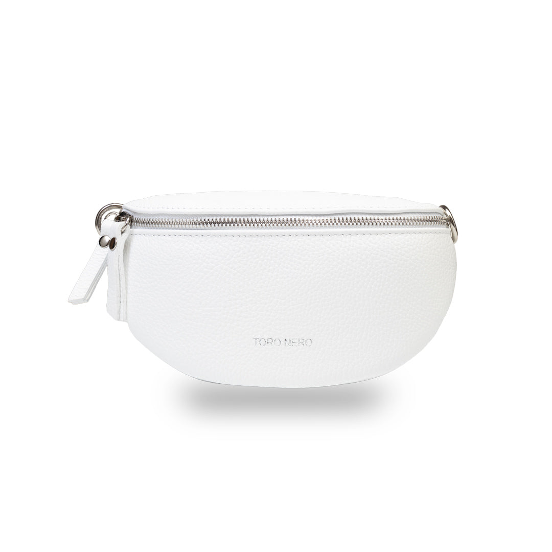 Damen-Bauchtasche aus echtem Leder Weiß Waist Glam