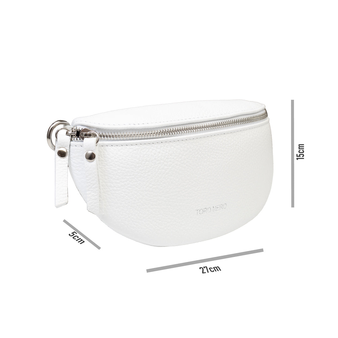 Damen-Bauchtasche aus echtem Leder Weiß Waist Glam