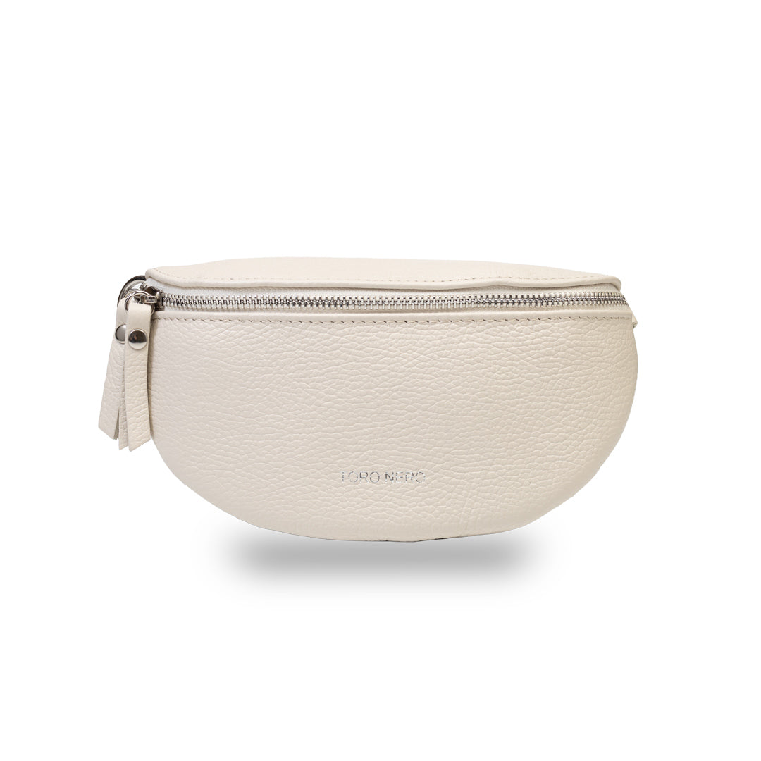 Damen-Bauchtasche aus beigem Naturleder Waist Glam