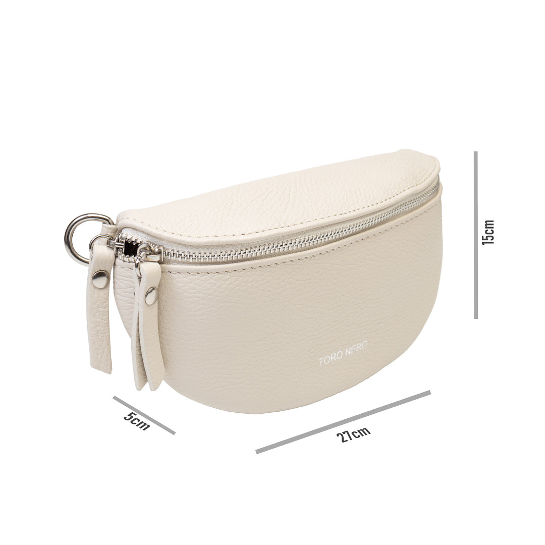 Damen-Bauchtasche aus beigem Naturleder Waist Glam