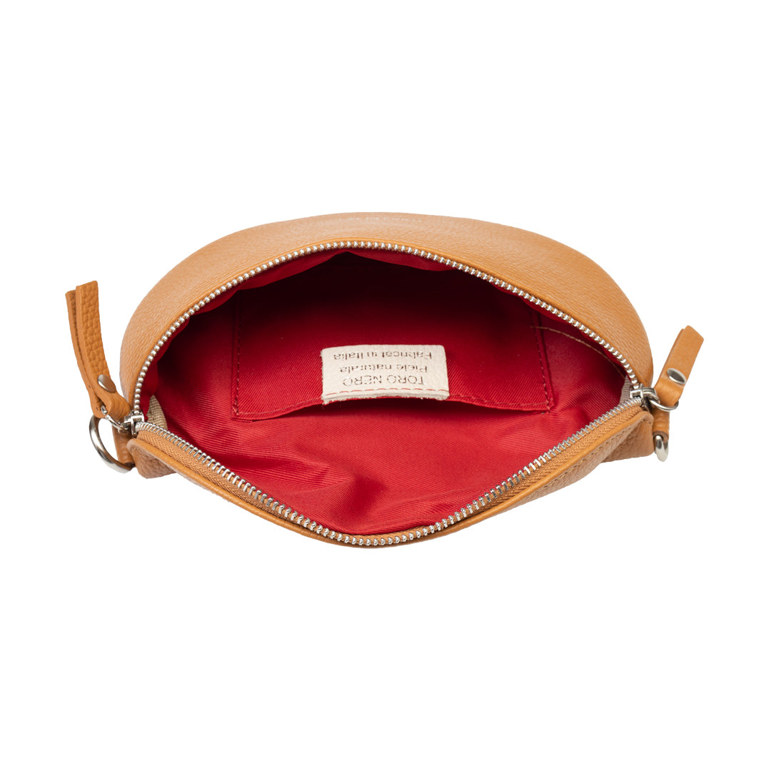 Damen-Gürteltasche aus braunem Echtleder Waist Glam