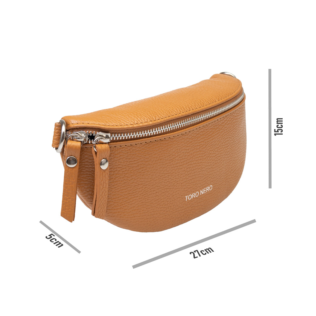 Ženska torbica od prirodne kože smeđe boje Waist Glam