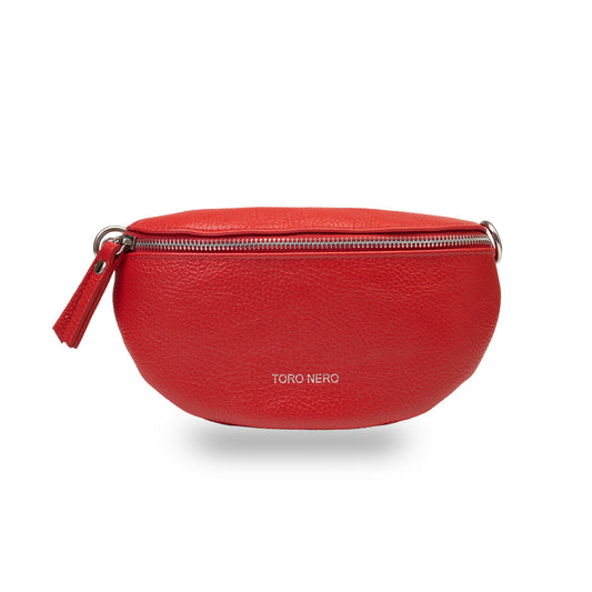 Damska saszetka ze skóry naturalnej w kolorze czerwonym Waist Glam