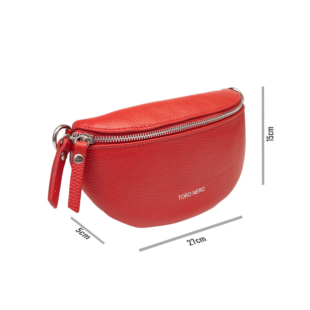 Damentasche aus echtem rotem Leder Waist Glam