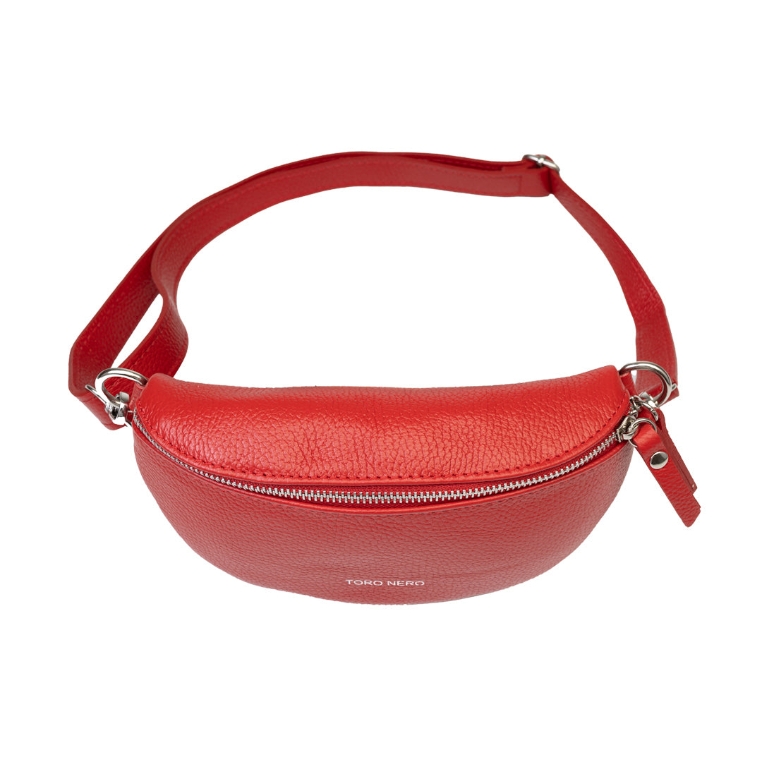Damska saszetka ze skóry naturalnej w kolorze czerwonym Waist Glam