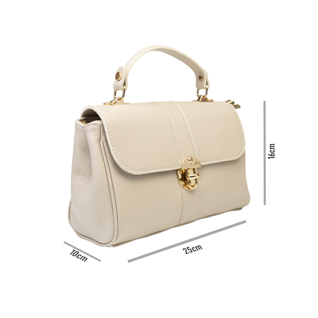 Damenhandtasche aus beigem Naturleder Beatrice