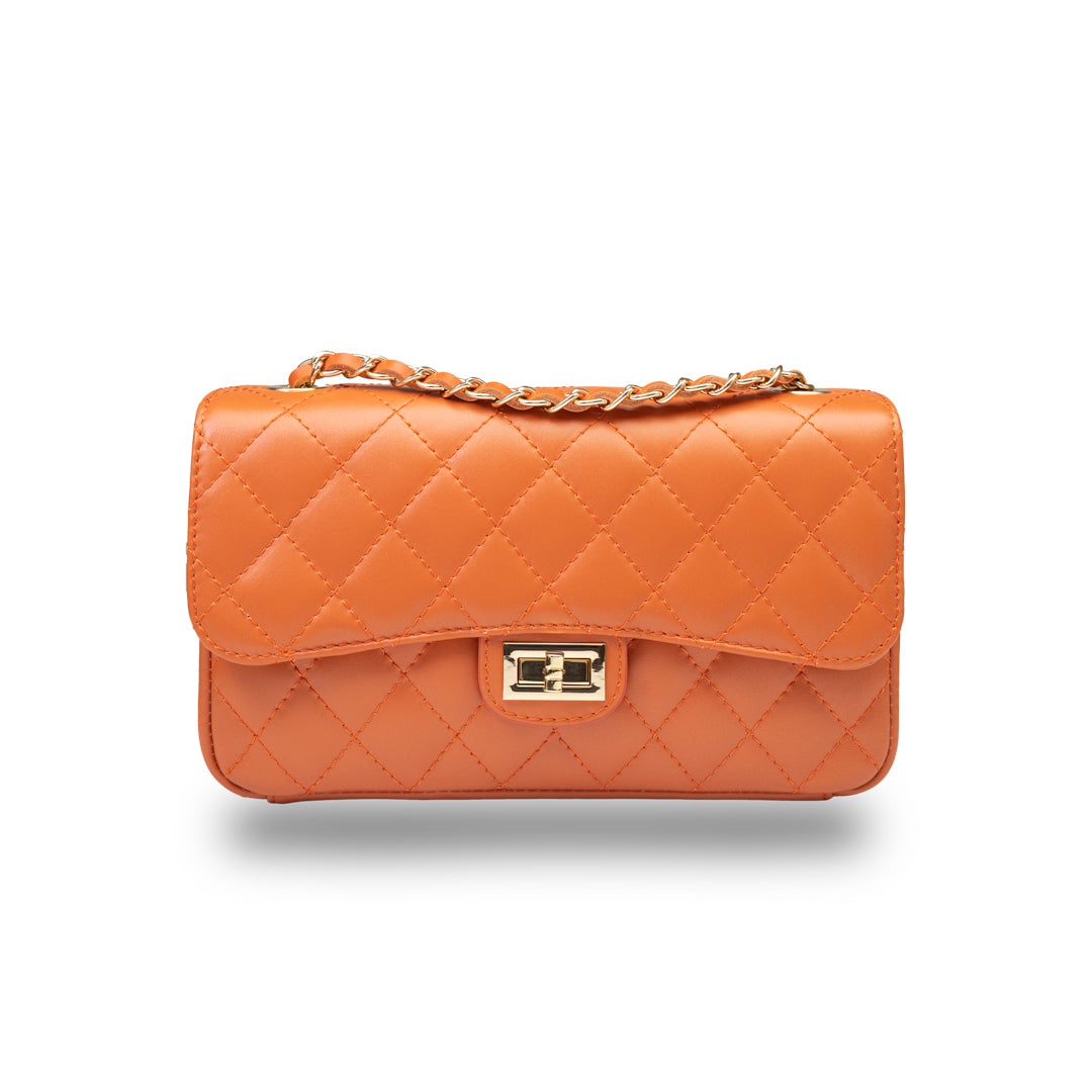 Damenhandtasche aus echtem Leder, orange, Aida