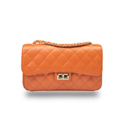 Damenhandtasche aus echtem Leder, orange, Aida