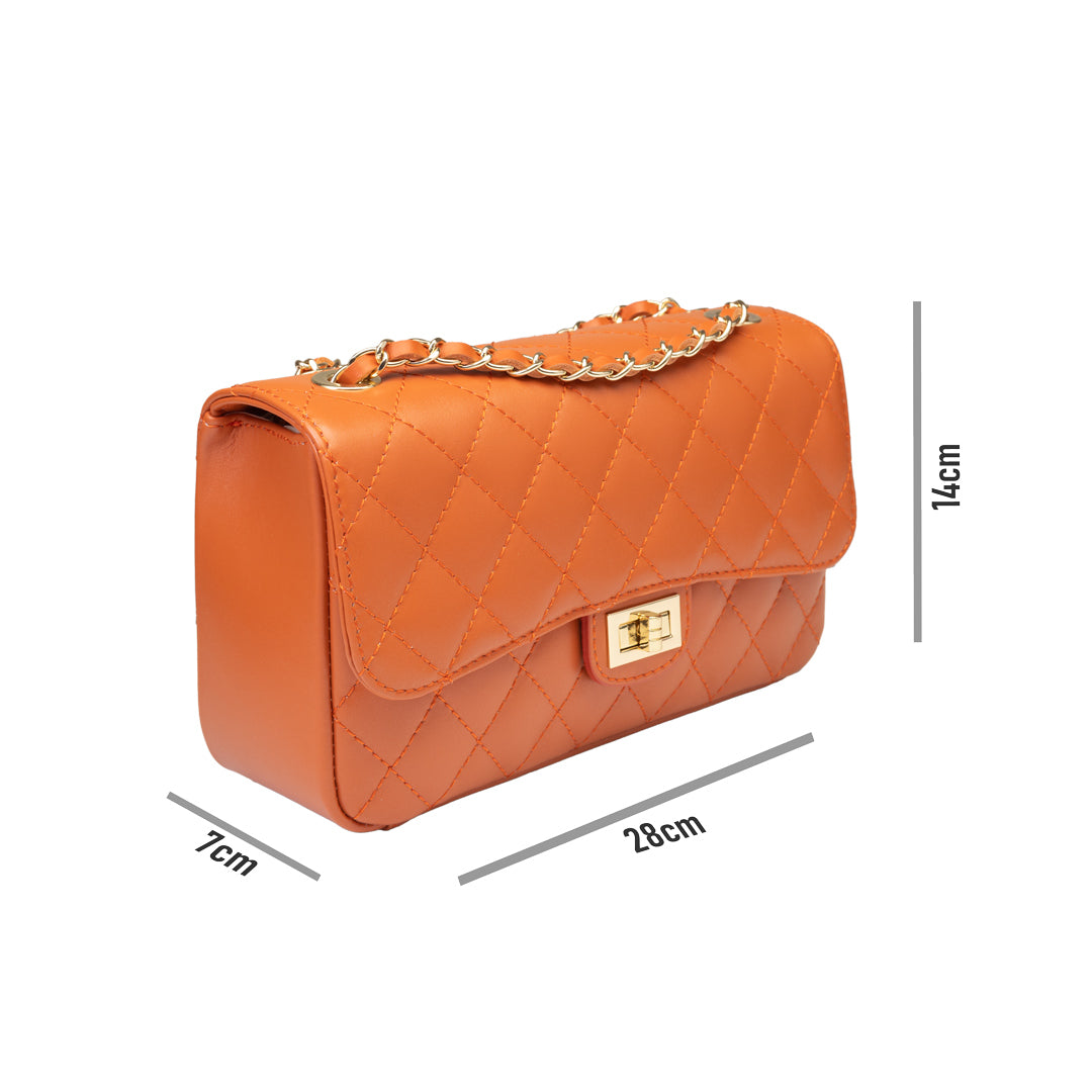 Damenhandtasche aus echtem Leder, orange, Aida
