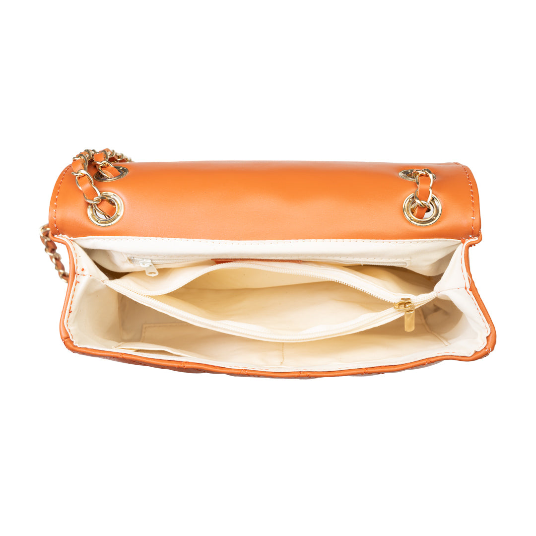 Damenhandtasche aus echtem Leder, orange, Aida