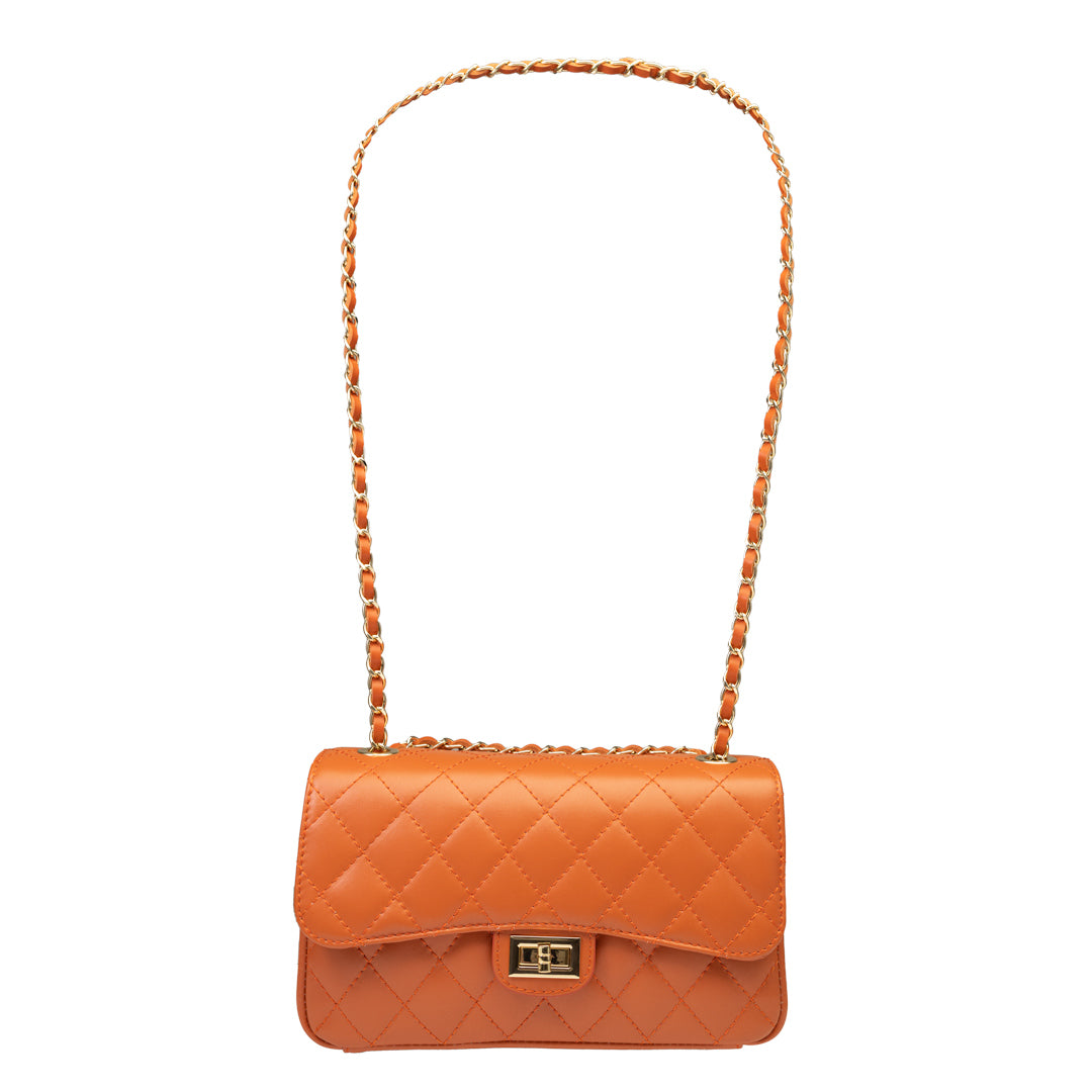 Damenhandtasche aus echtem Leder, orange, Aida