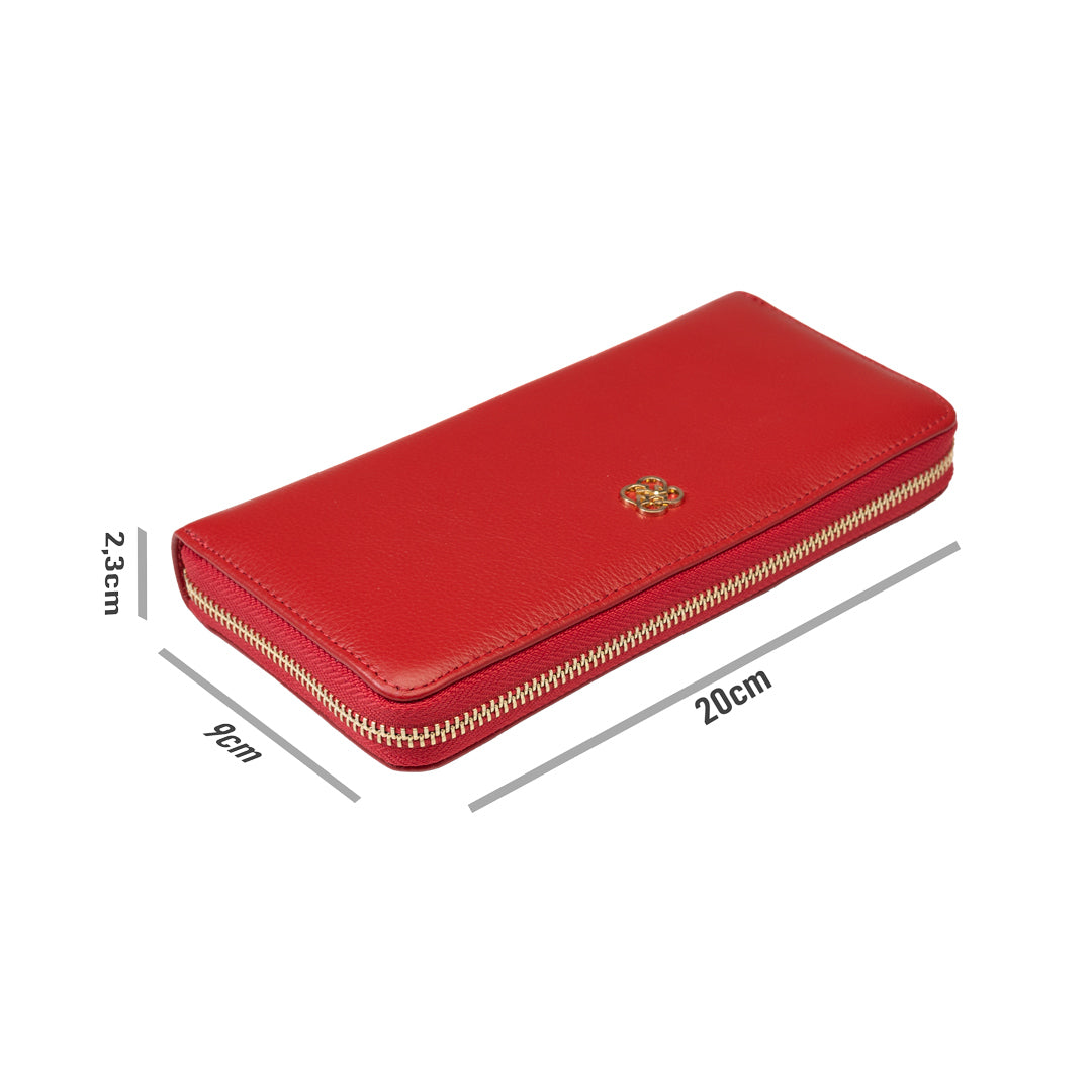 Damenportemonnaie aus echtem Leder rot-detail Arya