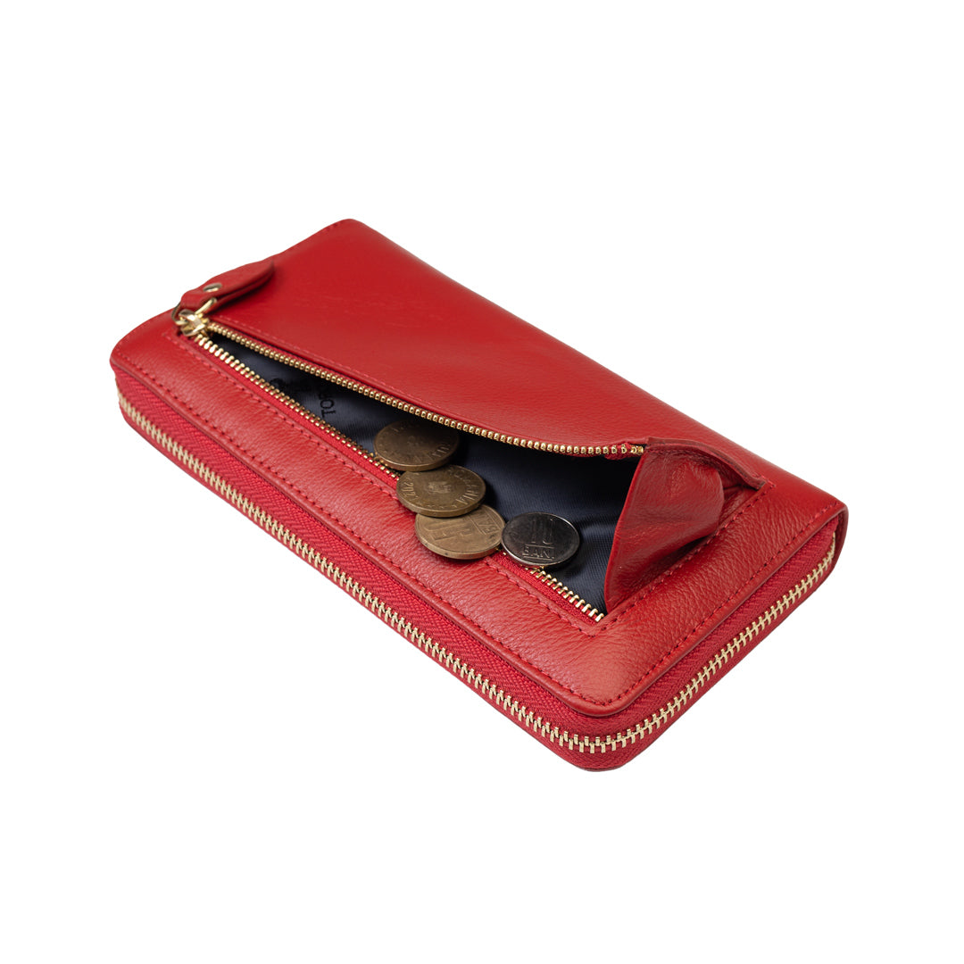 Damenportemonnaie aus echtem Leder rot-detail Arya