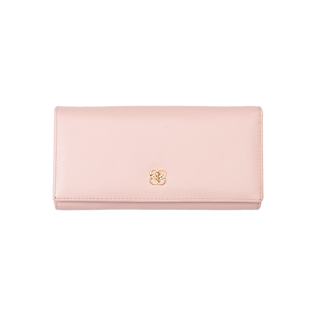 Damenbrieftasche aus puderrosa Echtleder – Details zurücksetzen
