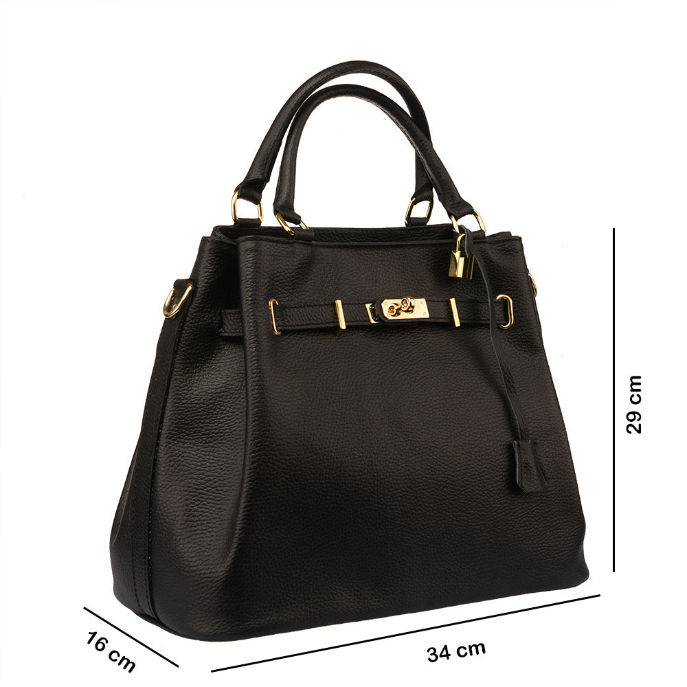 Borsa da donna in vera pelle nera Odyssey